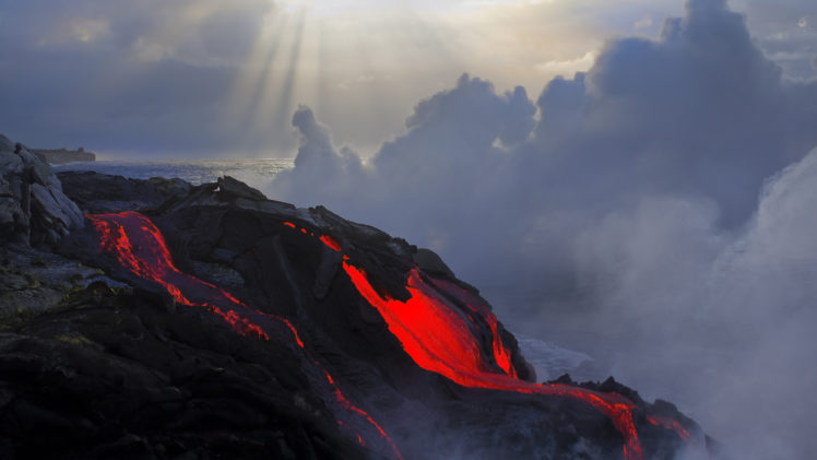 shore, Coast, Lava, Volcano HD Wallpaper Desktop Background