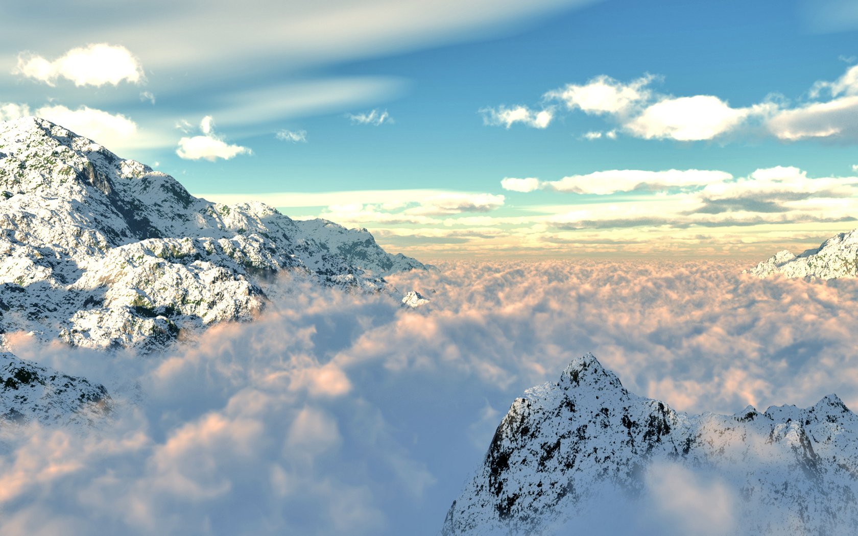 mountains, Clouds, Nature, Winter, Snow, Skies Wallpaper
