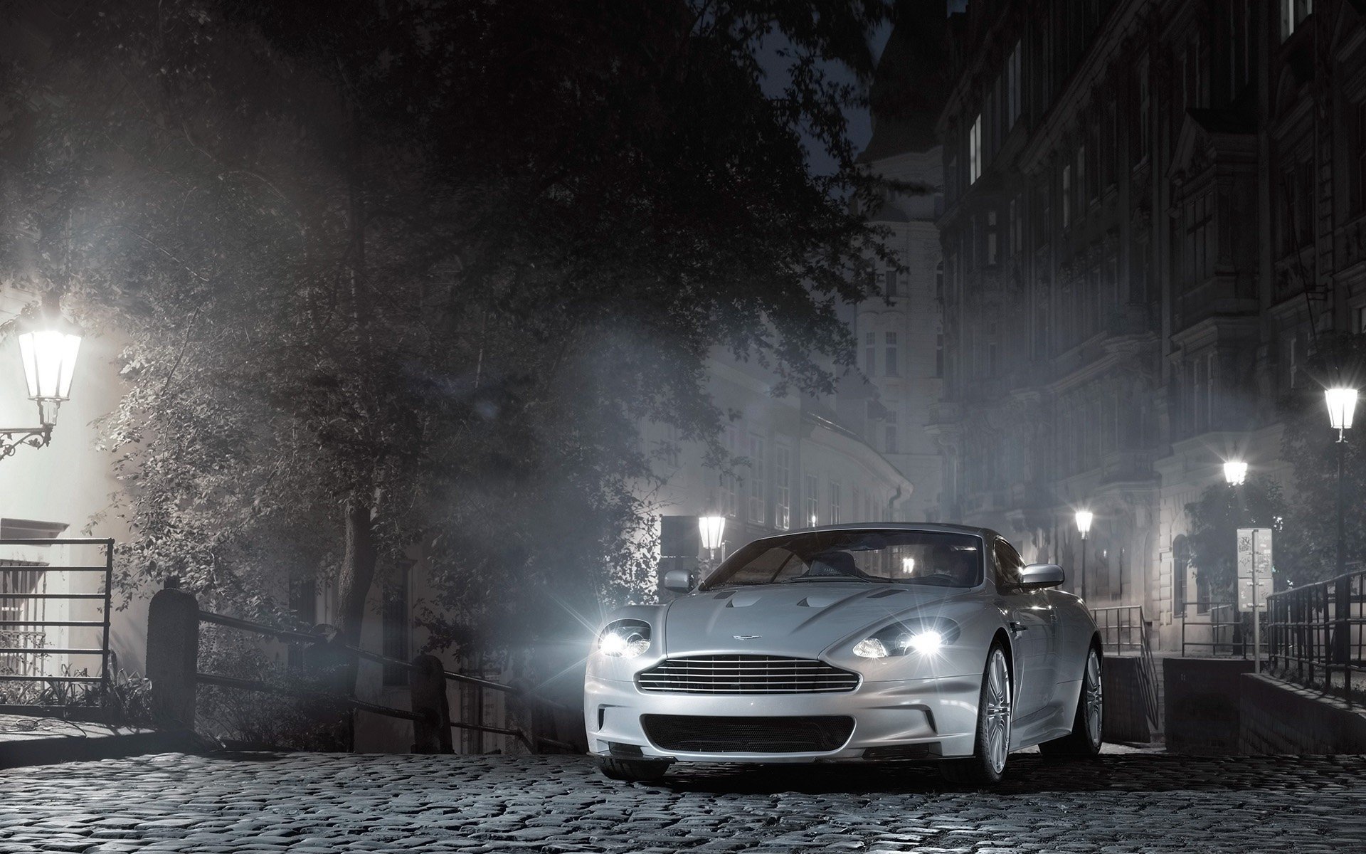 cityscapes, Streets, Night, Cars, Aston, Martin, Vehicles, Aston, Martin, Dbs Wallpaper