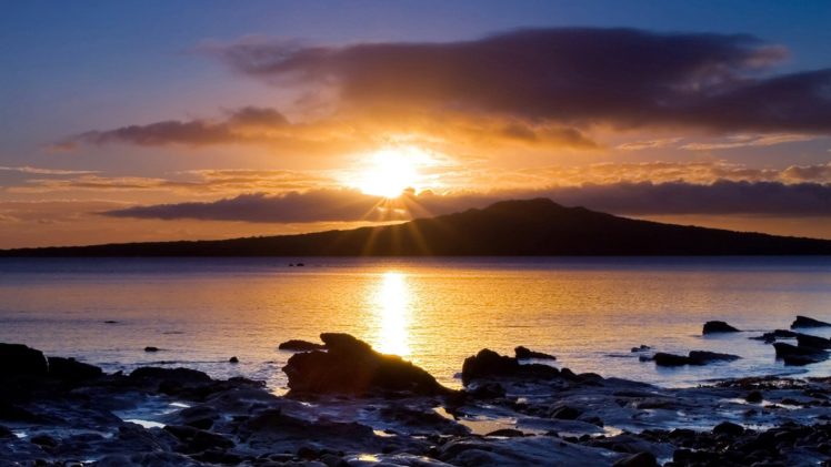 sunset, Sunrise, Mountains, Ocean, Clouds, Landscapes, Coast, Sun, Arctic, Sea, Beaches HD Wallpaper Desktop Background