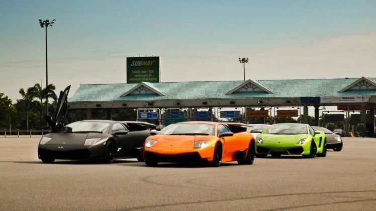 green, Black, Orange, Lamborghini, Murcielago, Lamborghini, Murciaia HD Wallpaper Desktop Background