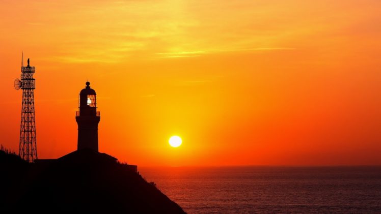 sunset, Landscapes, Lighthouses HD Wallpaper Desktop Background