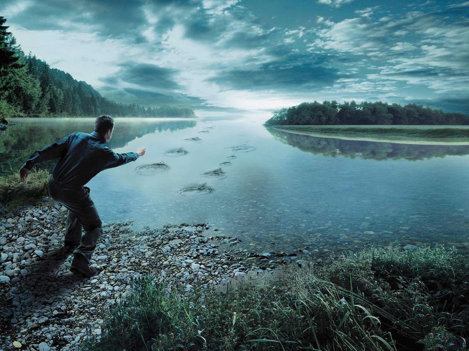 men, Lakes Wallpaper