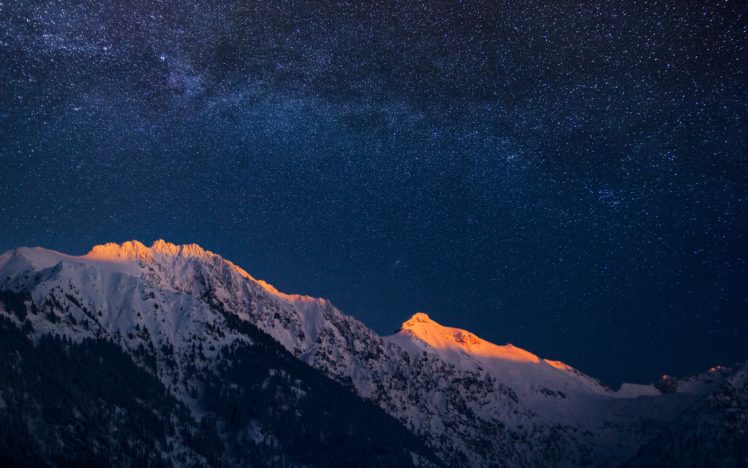 glowing, Alps, Under, Milky, Way HD Wallpaper Desktop Background