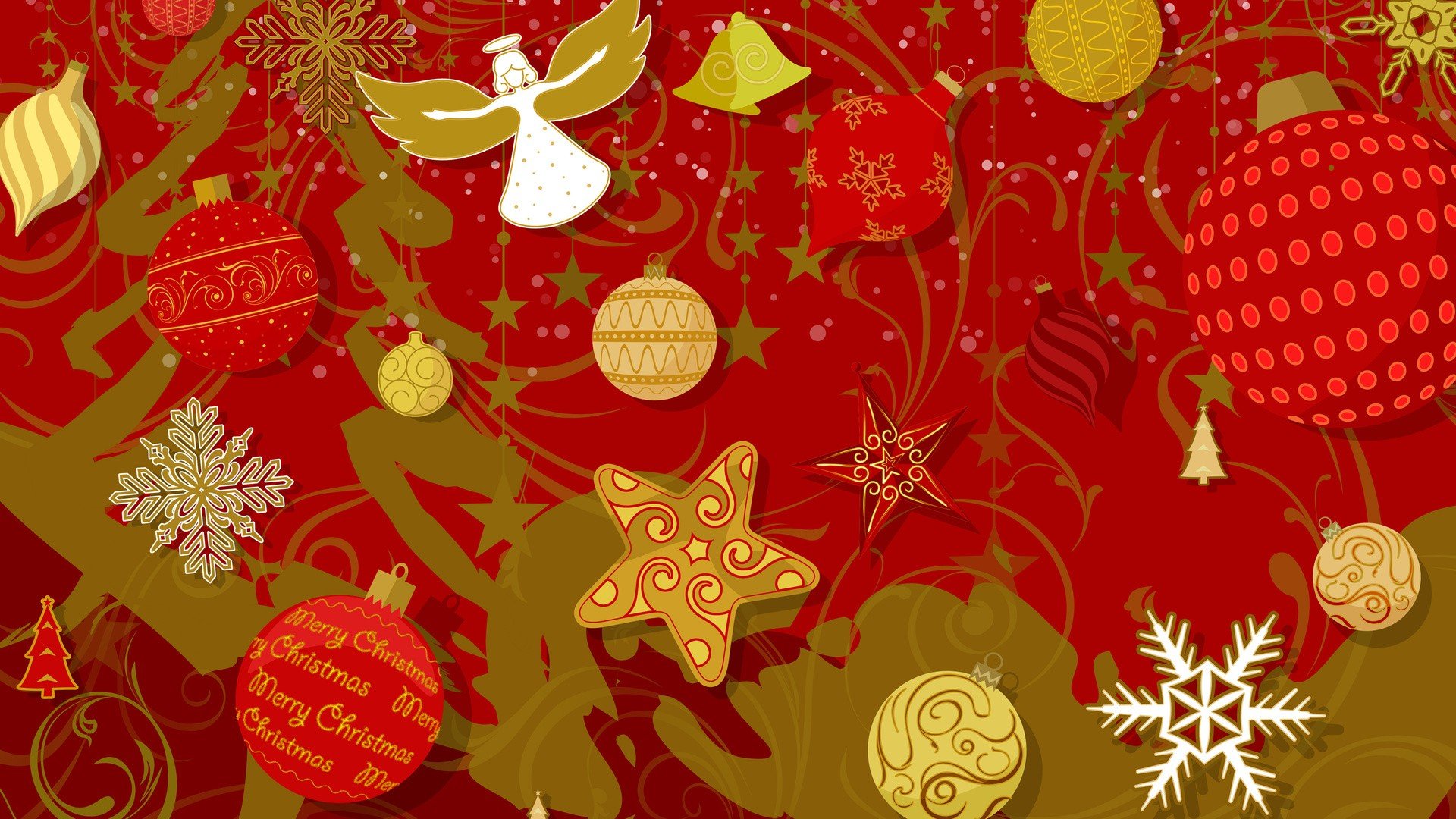 angels, Red, Stars, Christmas, Decorations Wallpaper
