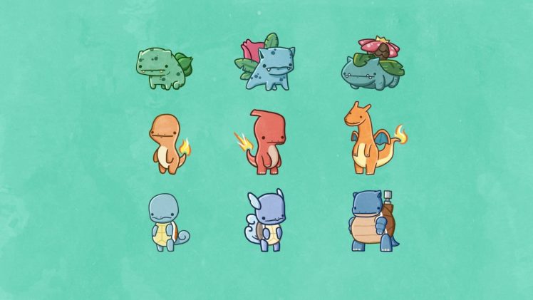 pokemon, Bulbasaur, Venusaur, Ivysaur, Wartortle, Charmeleon, Squirtle, Blastoise, Charizard, Charmander, Starter HD Wallpaper Desktop Background