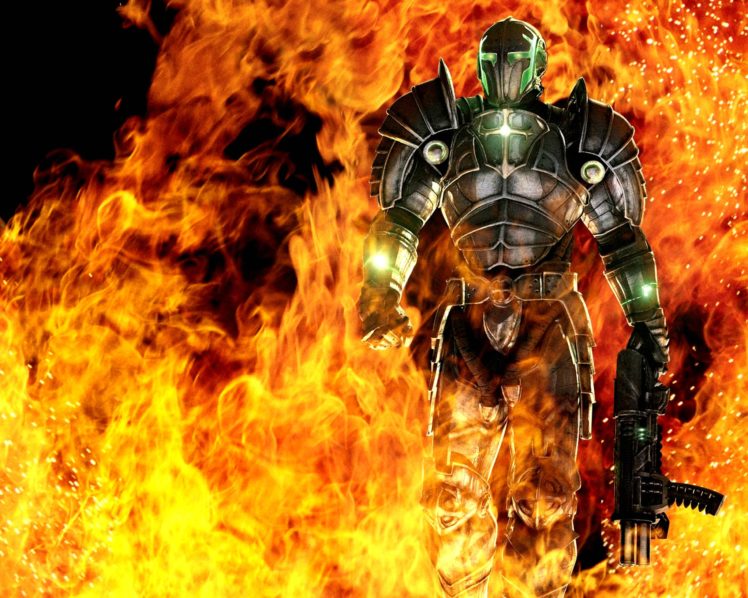 hellgate, London, Fantasy, Action, Sci fi, Warrior, Fire, Weapon, Gun, Armor HD Wallpaper Desktop Background