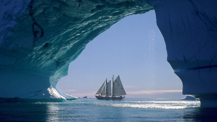 icebergs, Sailboats, Greenland, Sea HD Wallpaper Desktop Background