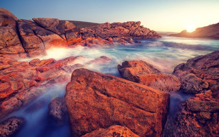 landscapes, Rocks, Sunlight, Australia, Sea, Beaches HD Wallpaper Desktop Background