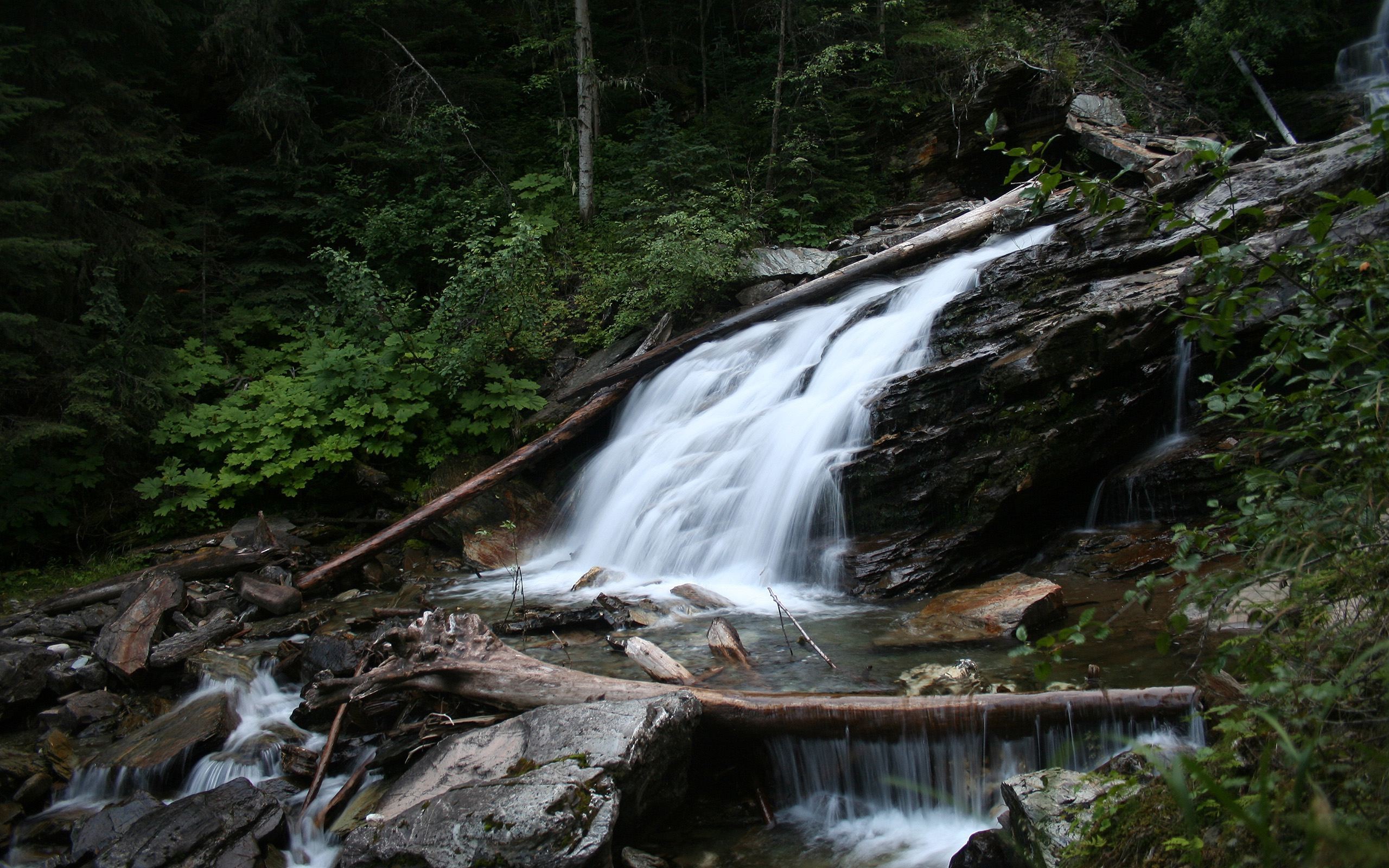 mountain, Waterfall Wallpaper