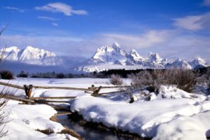 mountains, Landscapes, Snow, Fences