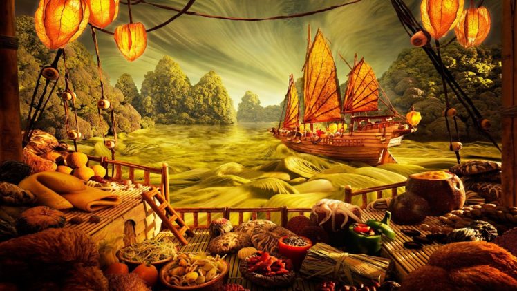 fantasy, Ships, Game, Art, Asian, Oriental HD Wallpaper Desktop Background