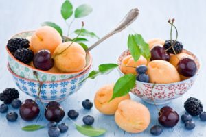 fruits, Peaches, Desserts, Cherries, Berries, Blueberries, White, Background, Blackberries