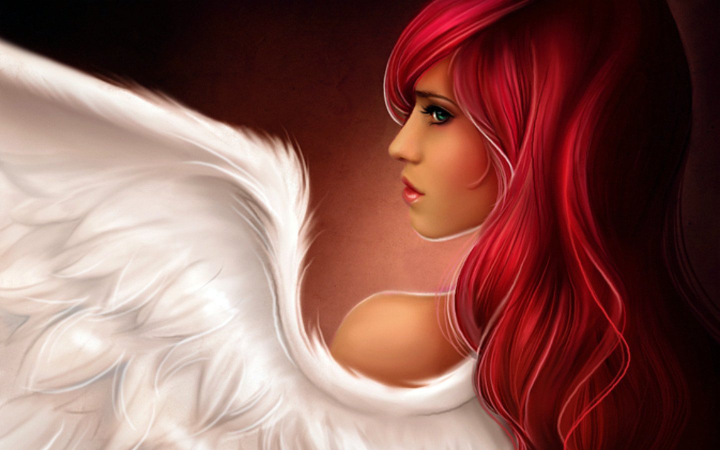 women, Redheads, Illustrations, Angel, Wings Wallpaper