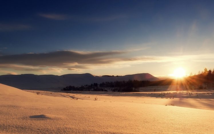 sunset, Landscapes, Nature, Winter, Snow HD Wallpaper Desktop Background