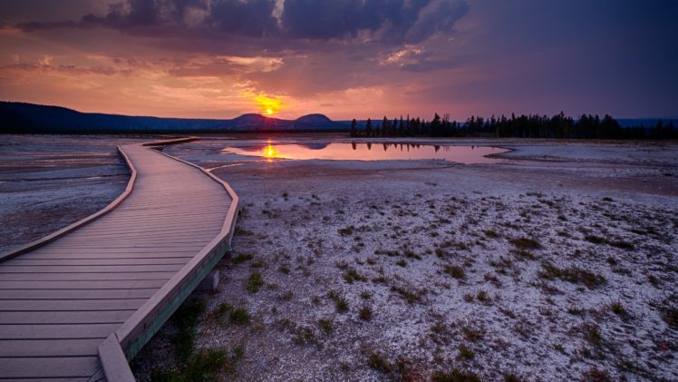 sunset, Landscapes, Nature, Yellowstone, Pictorial HD Wallpaper Desktop Background