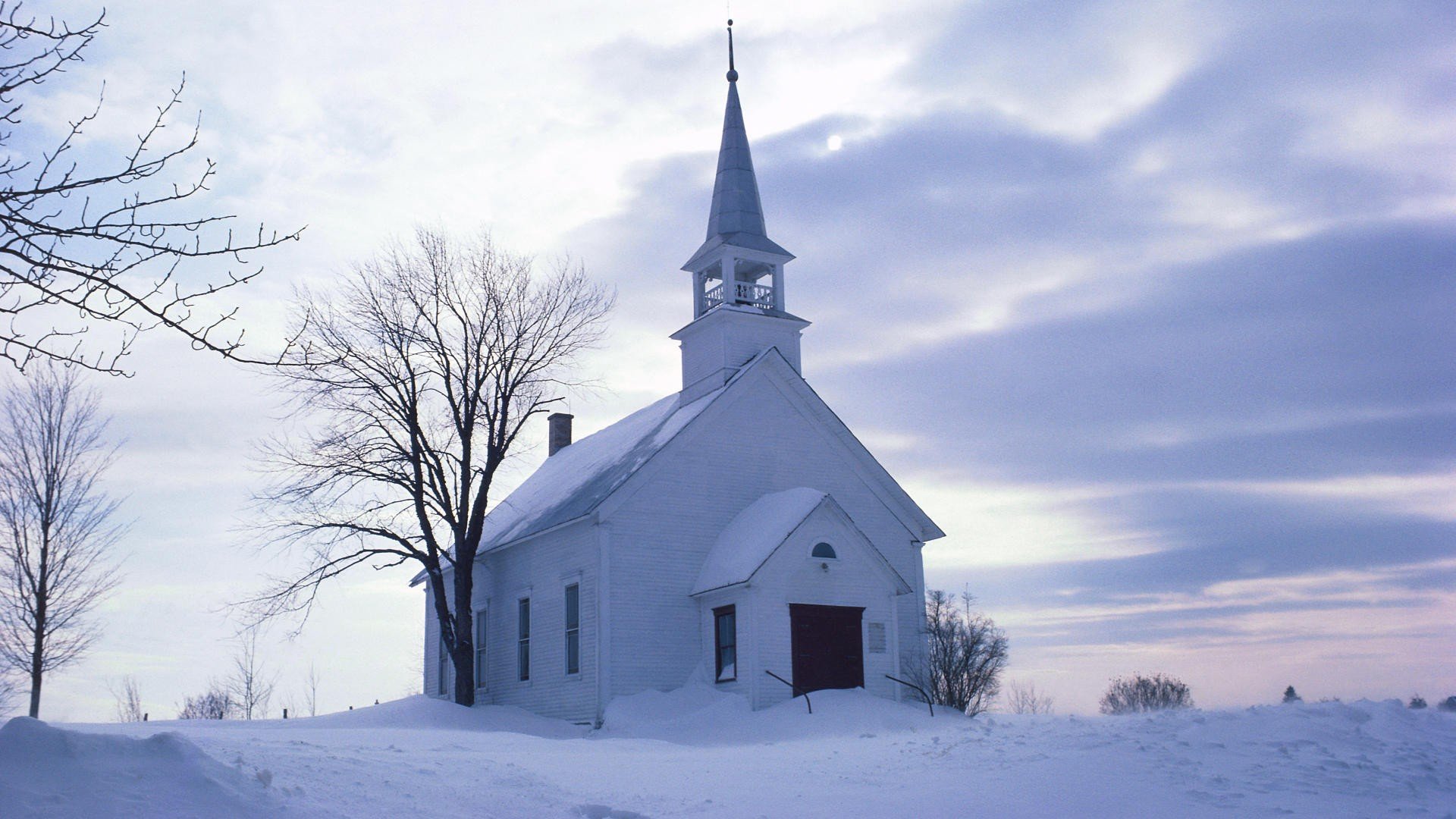 winter, Country, Churches Wallpaper