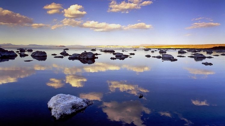clouds, Landscapes, Nature, Rocks, California, Lakes, Reflections, Mono, Lake HD Wallpaper Desktop Background