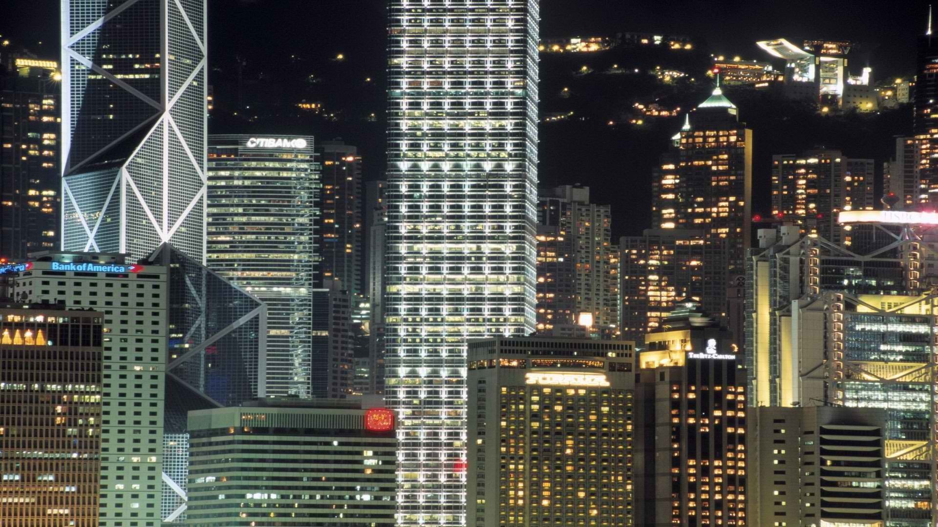 night, Lights, China, Hong, Kong Wallpaper