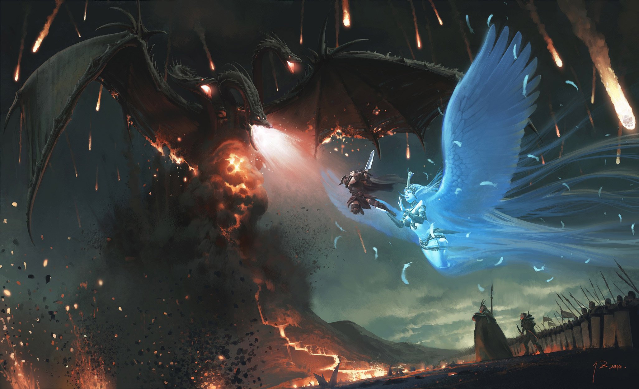 angels, Dragons, Battles Wallpaper