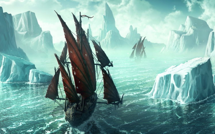 fantasy, Vehicles, Ship, Art, Winter HD Wallpaper Desktop Background