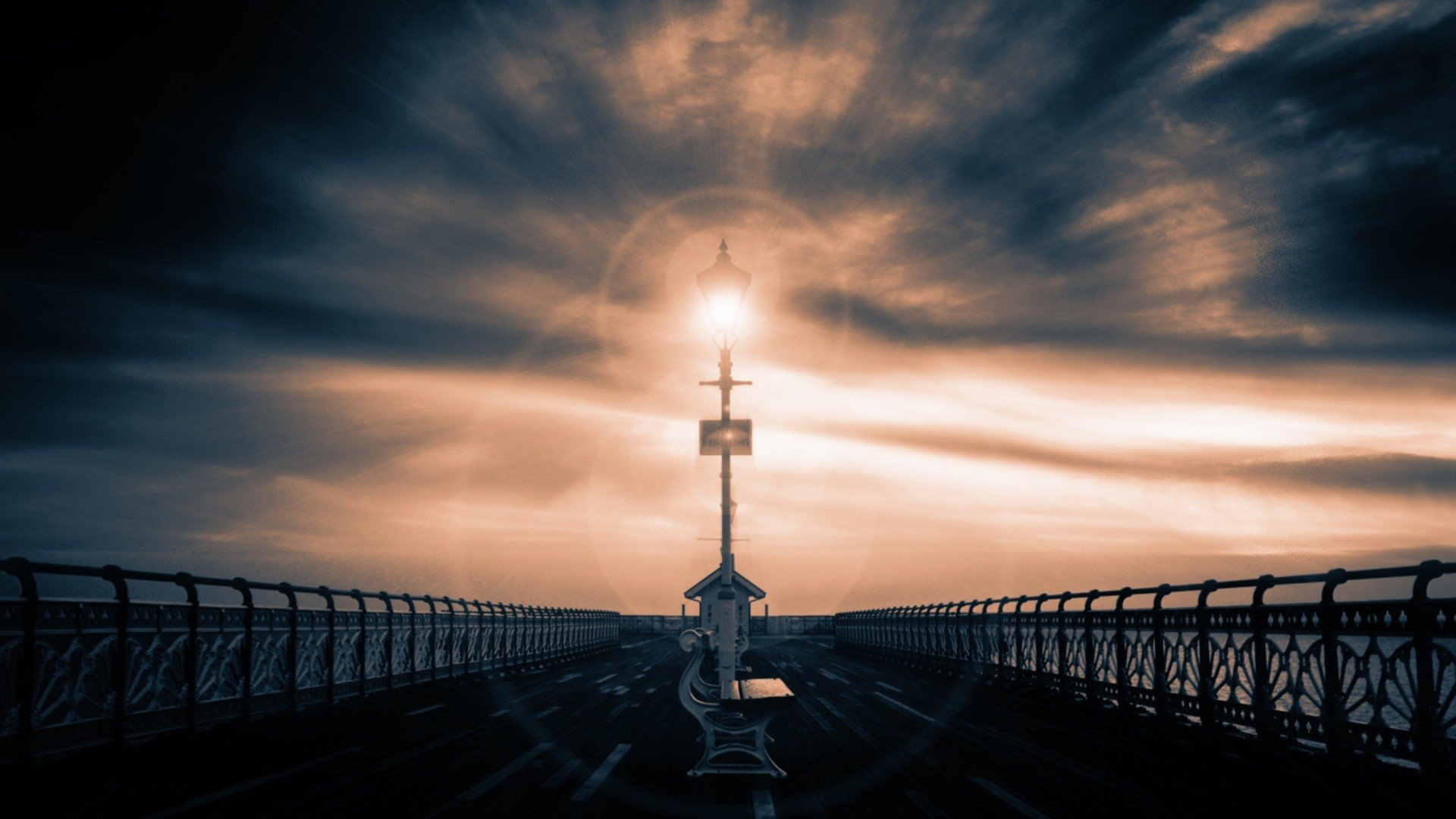 piers, Bench, Lamppost Wallpaper