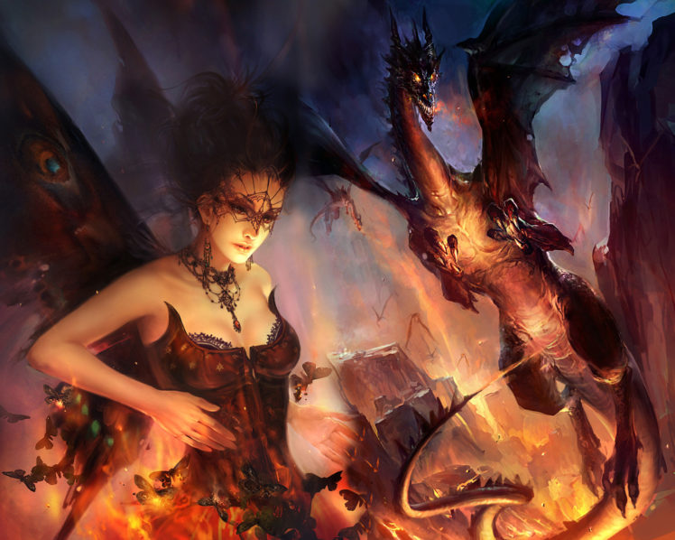 fantasy, Fairy, Art, Dragons, Fire HD Wallpaper Desktop Background