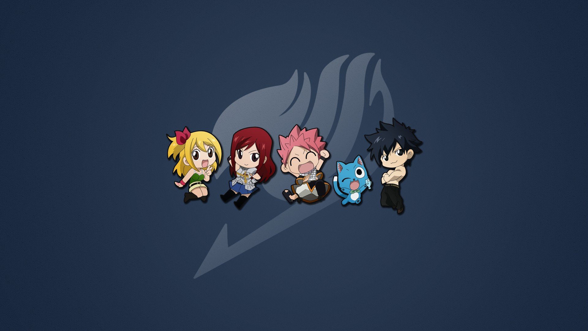 happy, Chibi, Fairy, Tail, Scarlet, Erza, Fullbuster, Gray, Dragneel, Natsu, Simple, Background, Heartfilia, Lucy Wallpaper