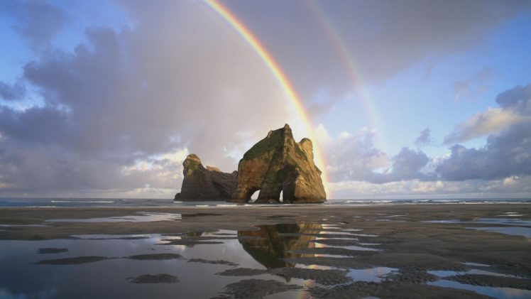 rainbows, Skyscapes, Sea HD Wallpaper Desktop Background