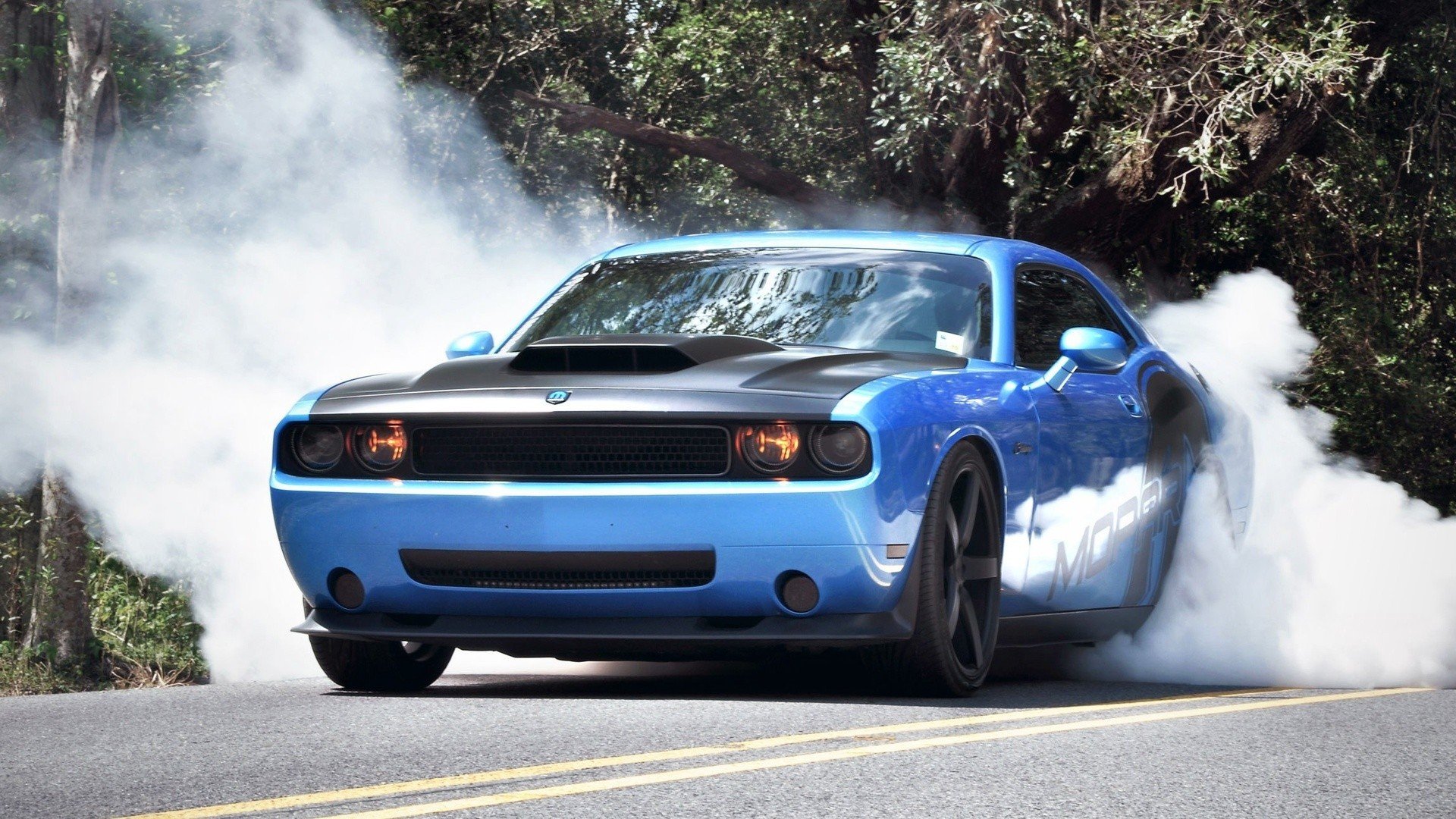 blue, Cars, Smoke, Muscle, Cars, Burnout, Dodge, Challenger, Srt Wallpaper
