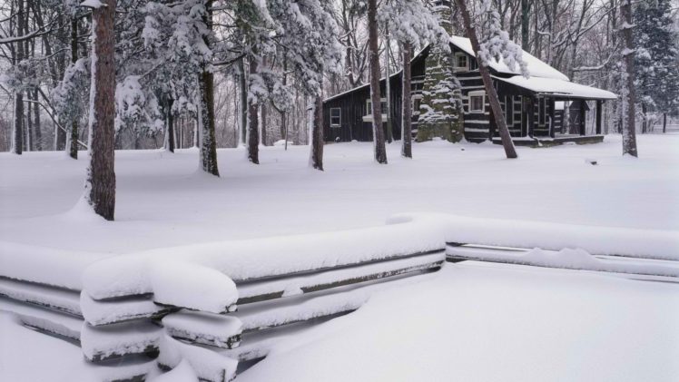 winter, Brown, Cabin, Parks HD Wallpaper Desktop Background