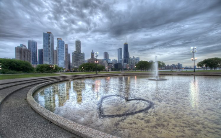 cityscapes, Chicago, Fountain HD Wallpaper Desktop Background
