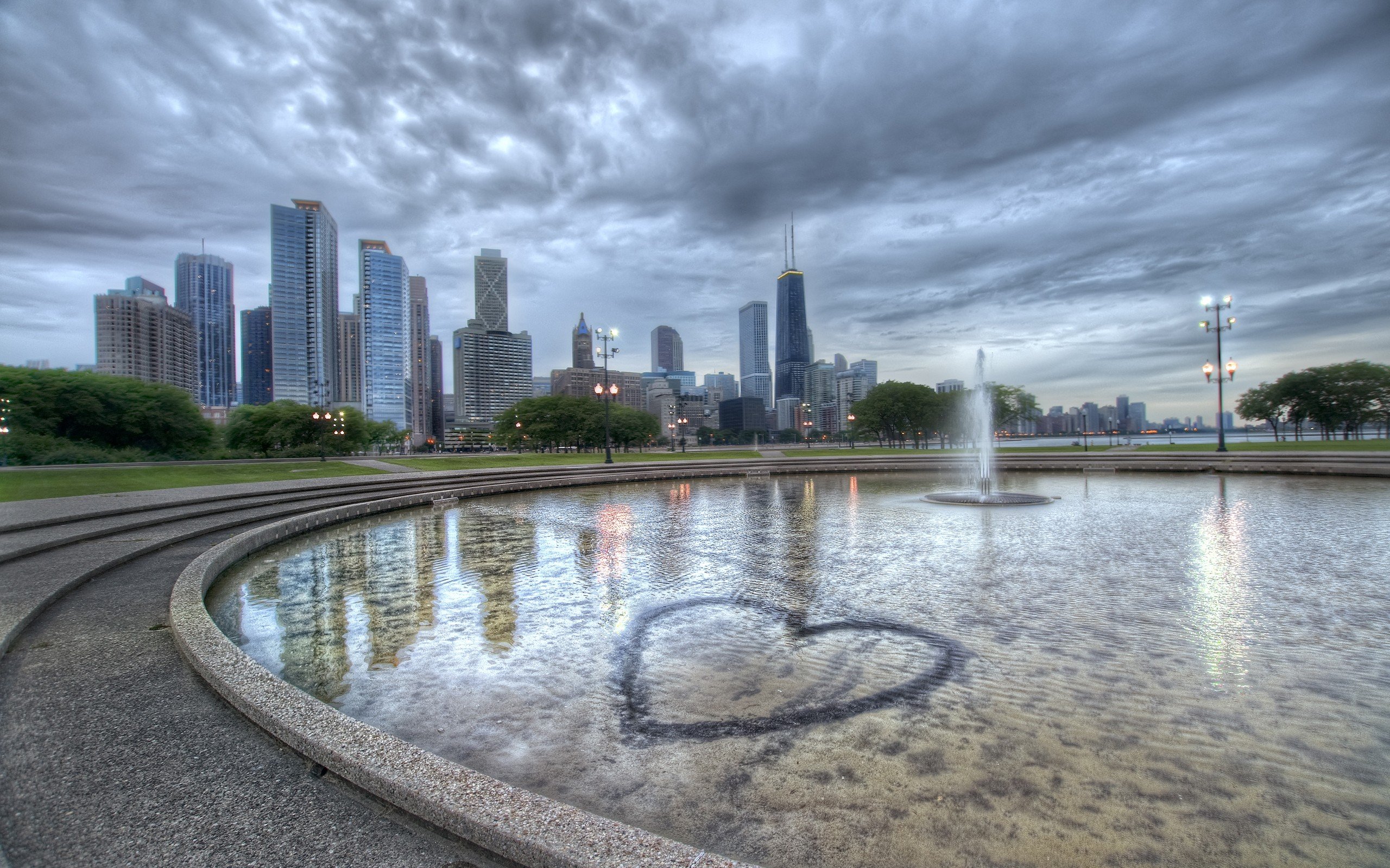 cityscapes, Chicago, Fountain Wallpaper