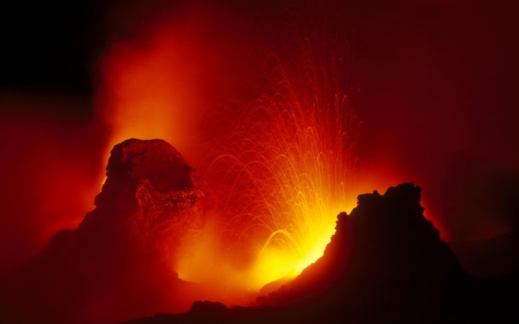 mountain, Fire, Volcano HD Wallpaper Desktop Background