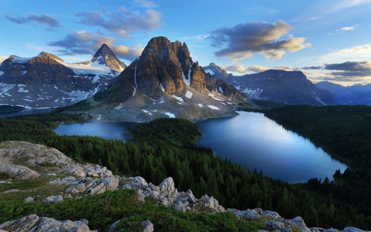mountains, Lakes, Trees, Sky HD Wallpaper Desktop Background