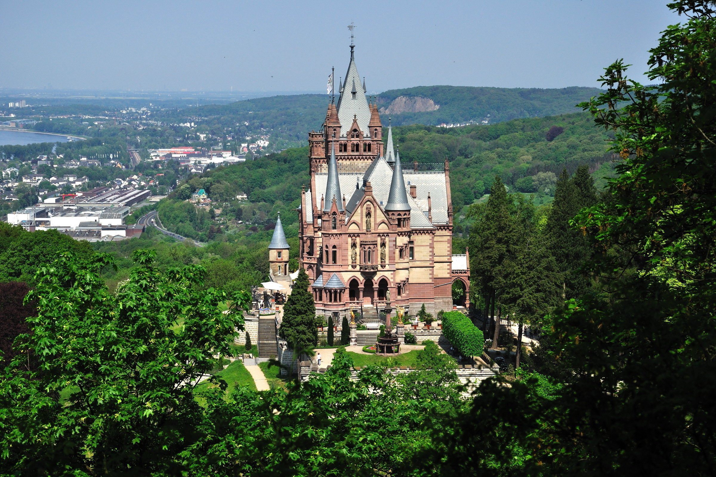 germany, City, Castle, Castle, Forest, Drachenburg Wallpaper