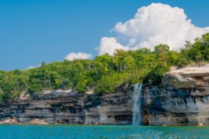 lakeshore, Alger, County, Michigan, Landscape, Lake, Waterfall