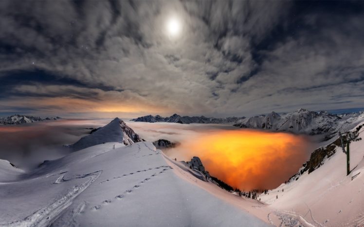 mountains, Landscape, Winter, Nature, Snow HD Wallpaper Desktop Background