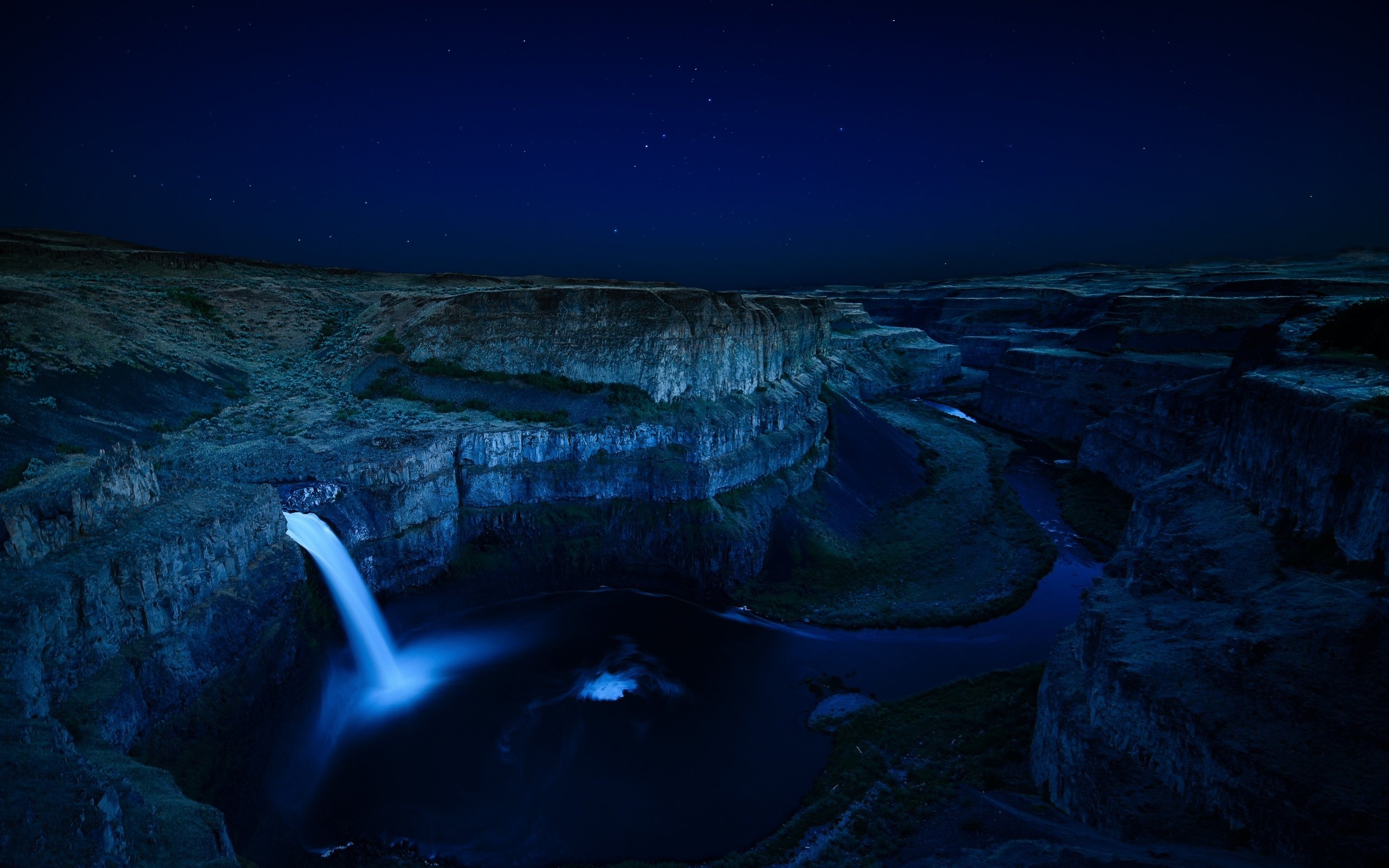 palouse, Falls, Washington, Waterfall, Night Wallpaper