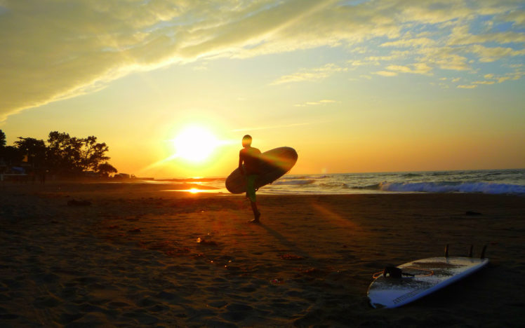 surfing, Board, Beaches, Sunset, Ocean HD Wallpaper Desktop Background