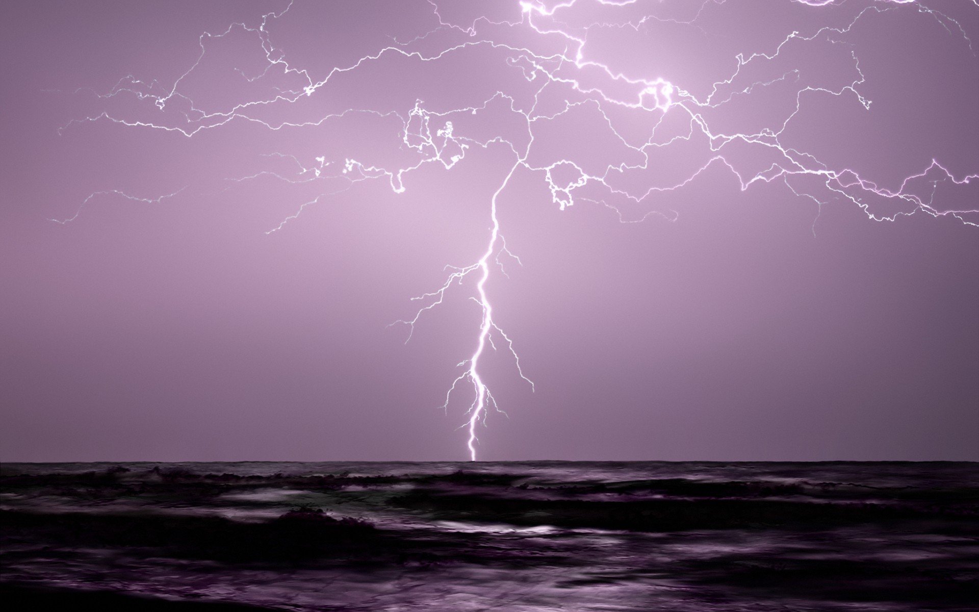 lightning, Bolts, Sea Wallpaper