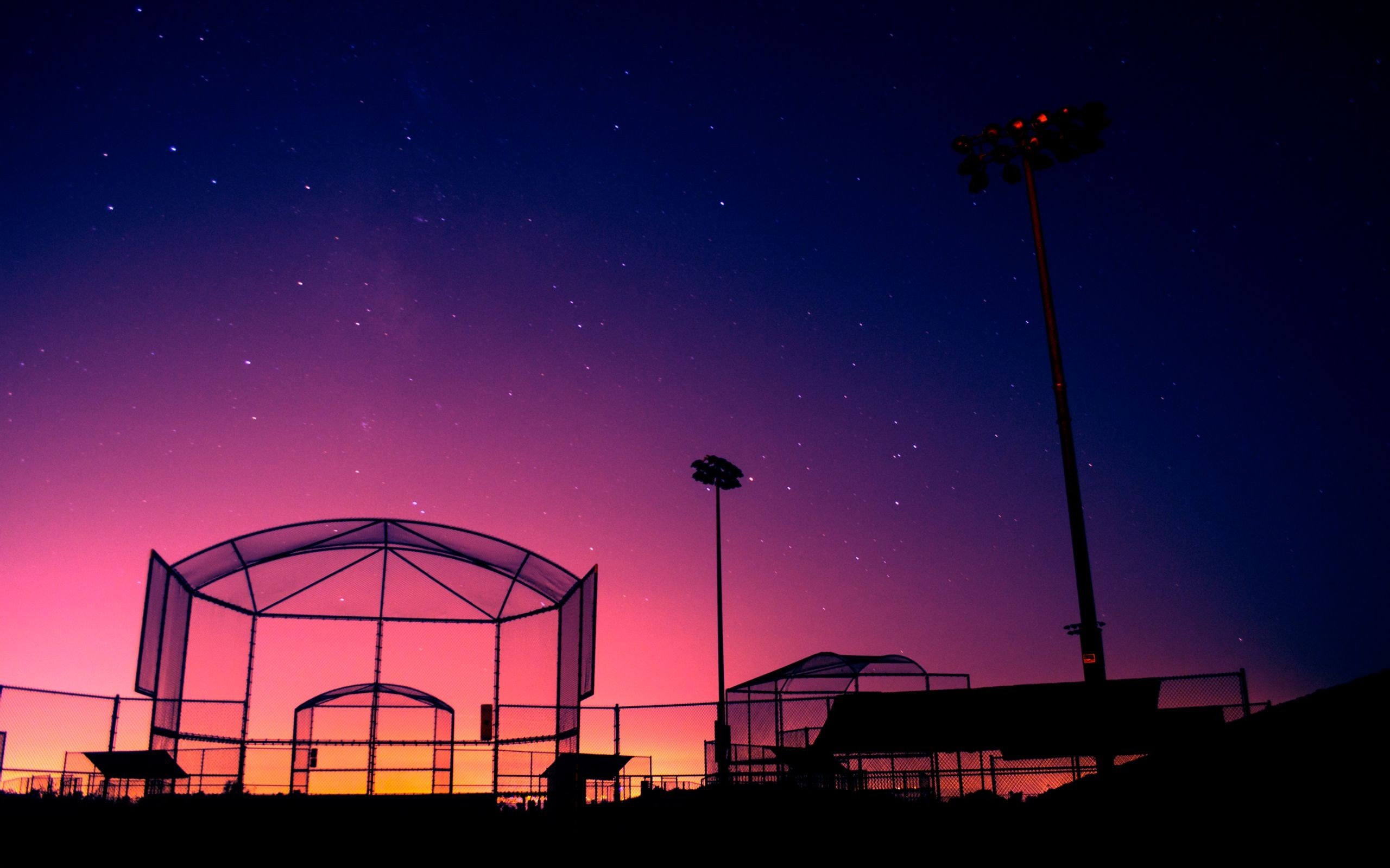 dawn, Stars, Baseball, Field Wallpaper