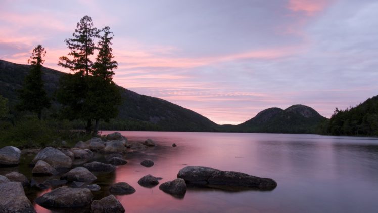 sunset, Maine, Jordan, Ponds, National, Park HD Wallpaper Desktop Background