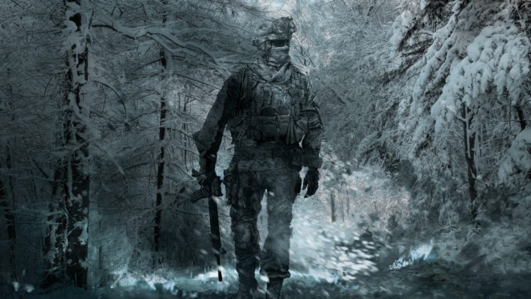 soldiers, Video, Games, Snow, Forest, Frozen, Weapons, Modern, Warfare, 2, Warriors, Military HD Wallpaper Desktop Background