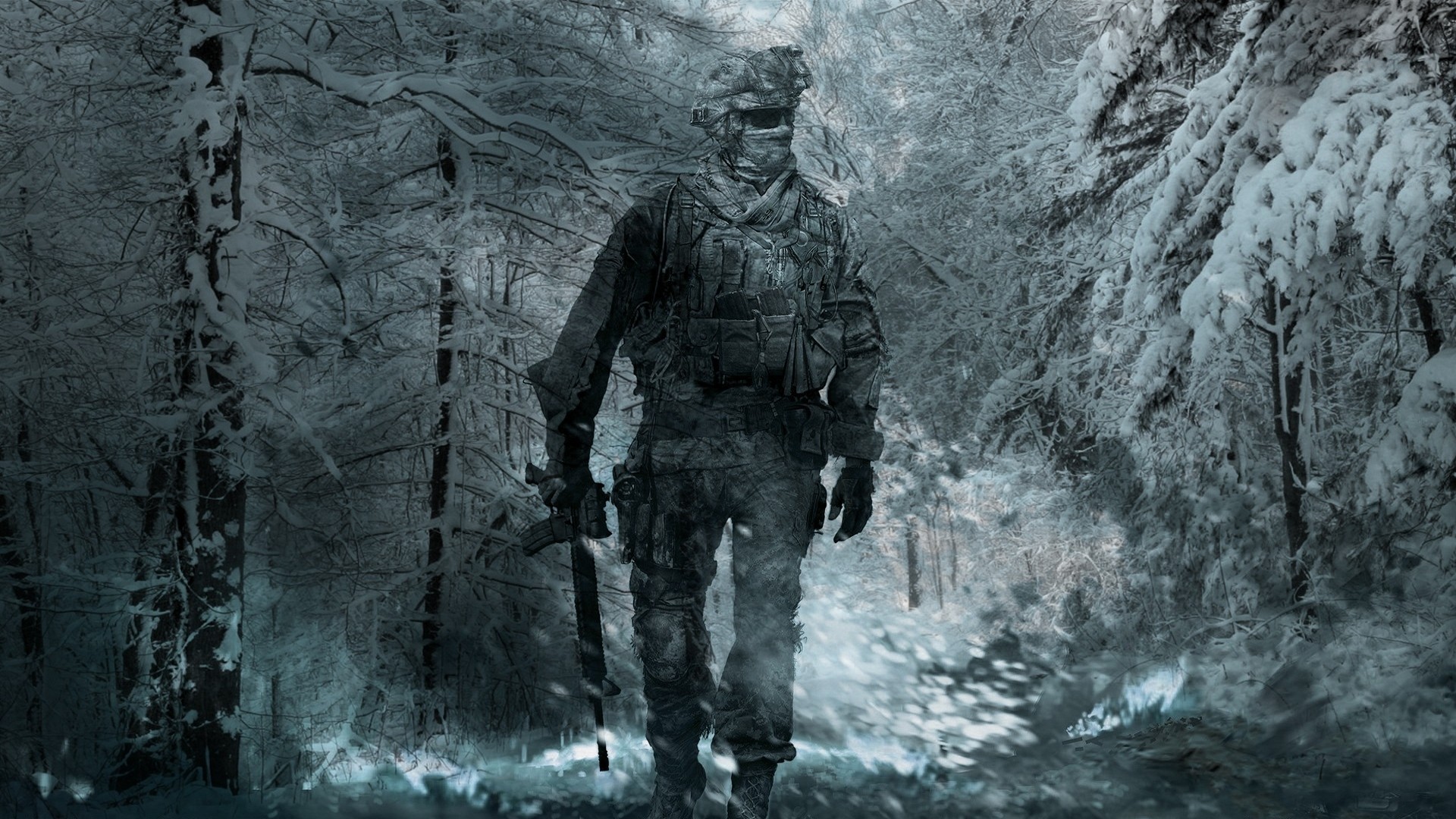 soldiers, Video, Games, Snow, Forest, Frozen, Weapons, Modern, Warfare, 2, Warriors, Military Wallpaper