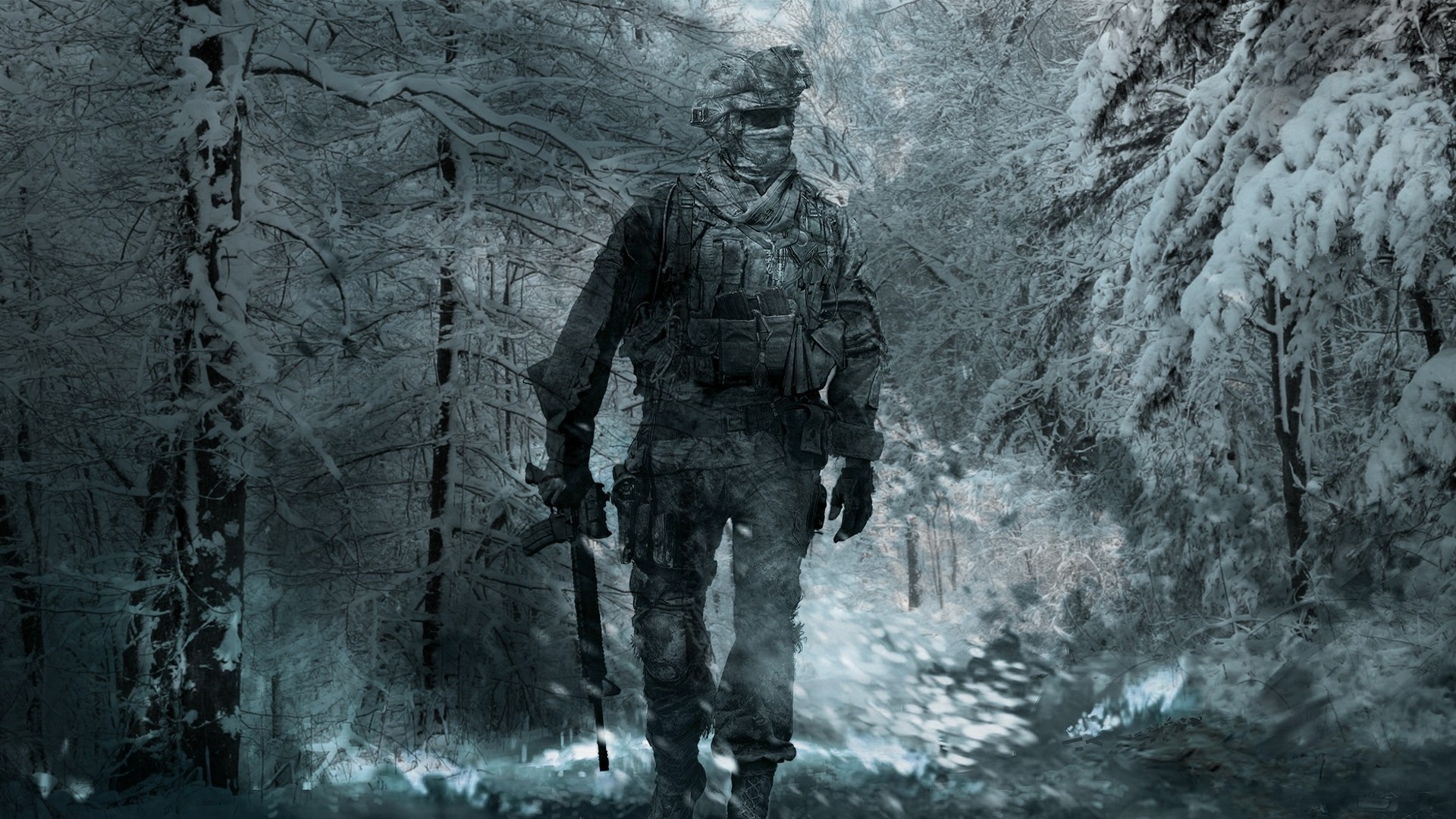 soldiers, Video, Games, Snow, Forest, Frozen, Weapons, Modern, Warfare