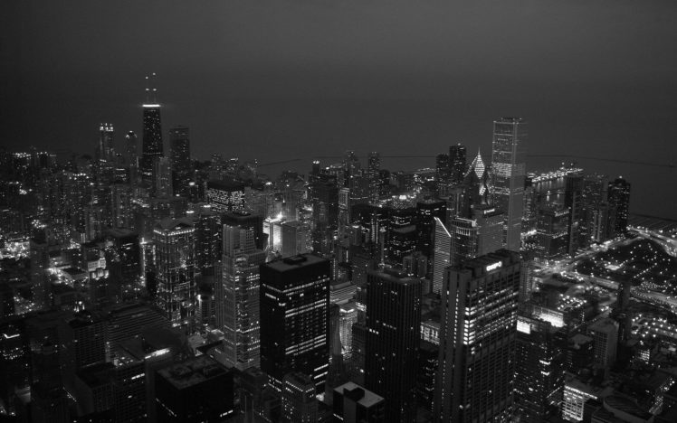 black, And, White, Night, Skyscrapers, Cities HD Wallpaper Desktop Background
