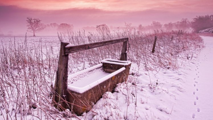 winter, Snow, Fields, Fog HD Wallpaper Desktop Background