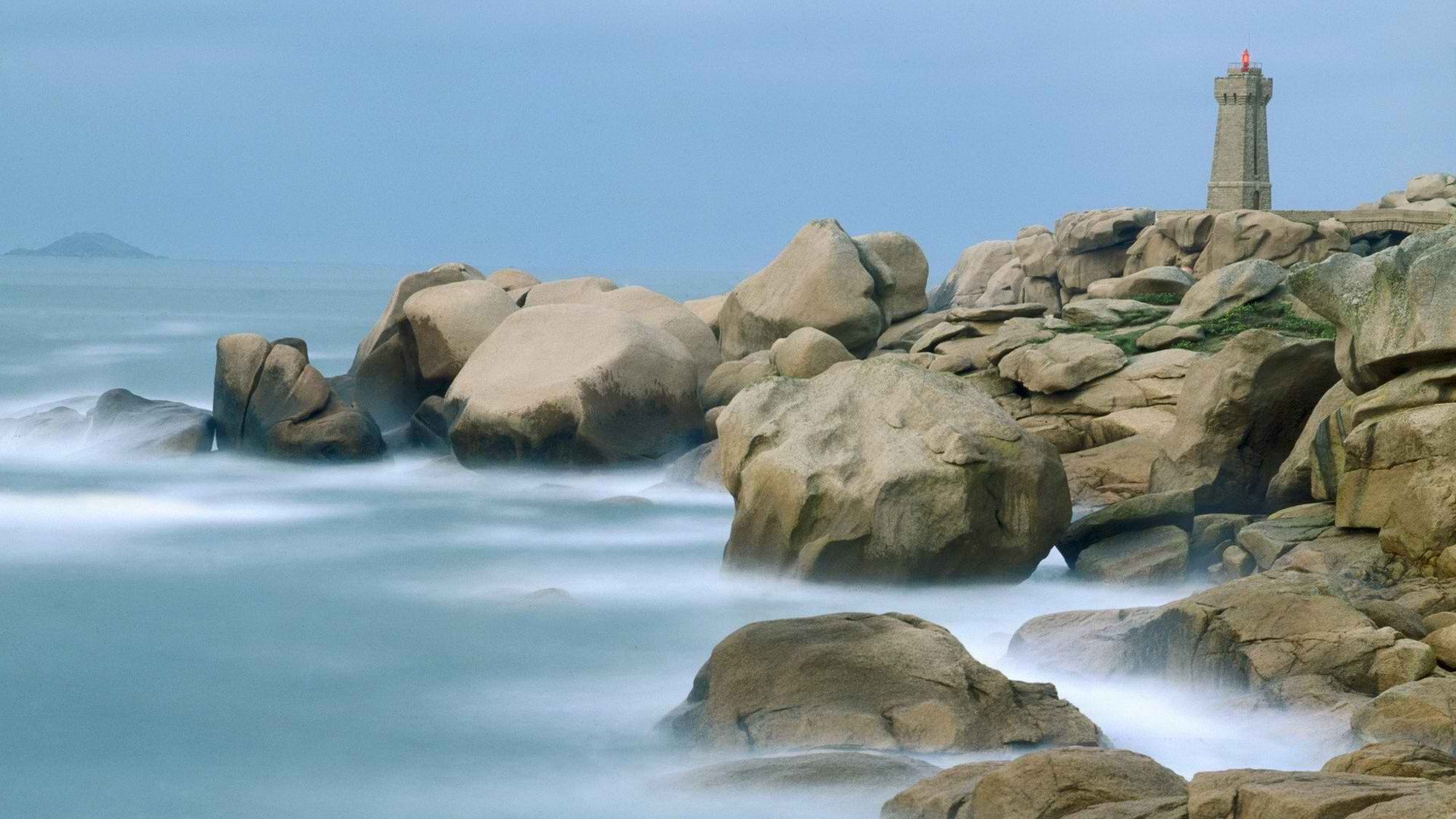 france, Rocks, Lighthouses, Motion, Bretagne, Sea Wallpaper