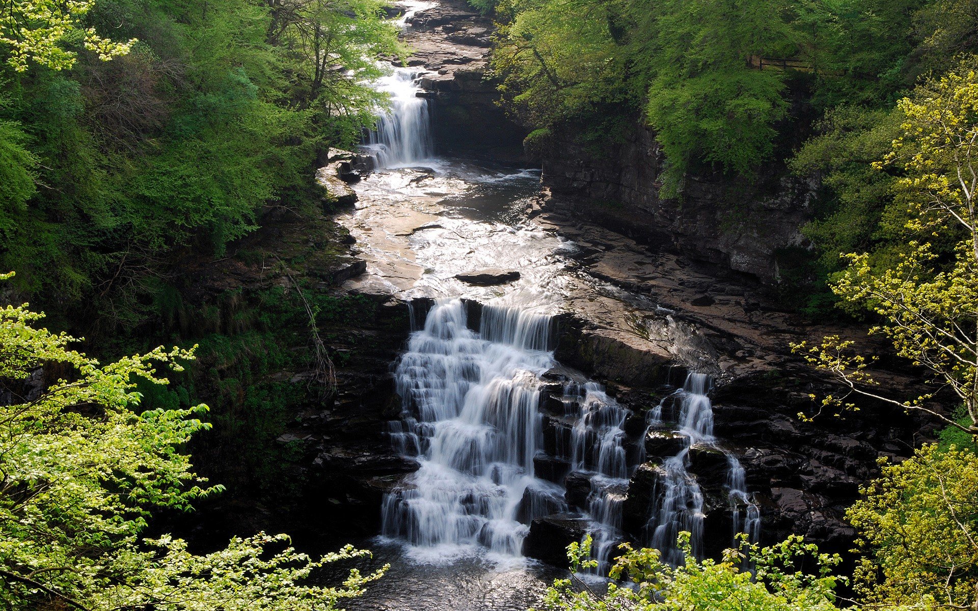 water, Landscapes, Nature, Trees, Scotland, Waterfalls, Rivers Wallpaper